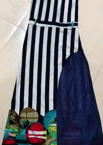 Striped Sleeveless Party Dress, slit dress