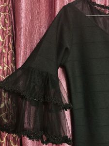 Black Dress with Flared Sleeves