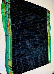 Elegant Black &amp; Green  silk saree