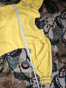 Bright Yellow Kurta with Embellished Sleeves