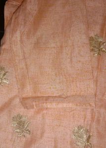 Peach Embroidered Kurta duppata set