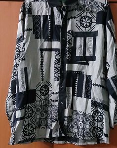 Patterned Button-Down Party Shirt