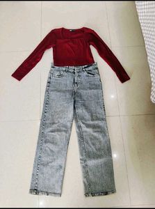 2 Trendy Wide Leg Jeans &amp; Tops