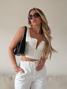 Chic White Corset Style Crop Top