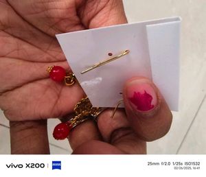 PACK OF 3 EARINGS RED HANGING &amp; 1 BALI