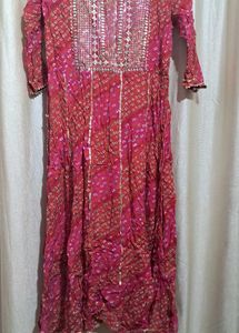 Elegant Pink Bandhani Kurta