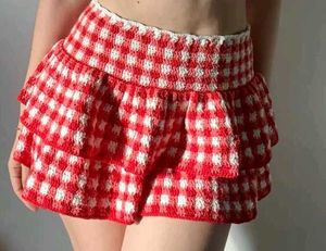 Crochet Gingham Two-Piece Set