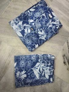 Elegant Blue Floral Printed Kurti Dress