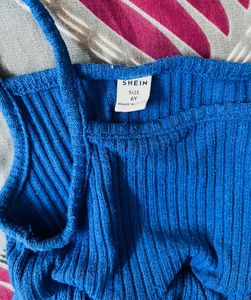 Blue Ruffled Spaghetti Strap Top