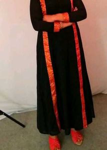 Deziner pure black georgette long gown