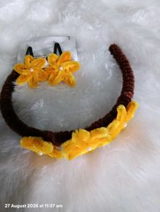 Yellow Flower Hair Clips &amp; Headband Set