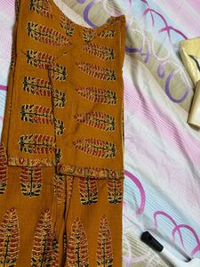 Orange Ethnic Kurta with Traditional Print