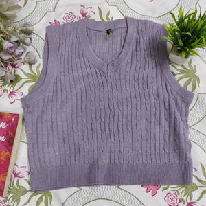 Lavender Cable Knit Sweater Vest