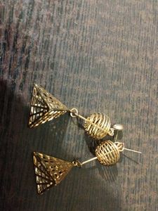 Unique Gold Tone Geometric Earrings