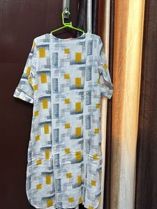 White Geometric Print Kurti