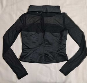 Luxury High Fashion Sheer Turtleneck Corset Top