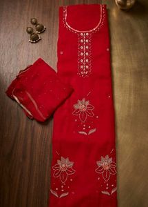 Stunning Red Embroidered Kurta Set