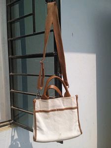 Canvas Tote Bag with Crossbody Strap