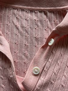 Pink Cable Knit Polo Top