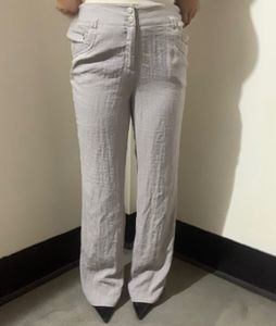 grey flared leg pants