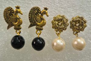 Customized Peacock &amp; Flower Drop Earrings