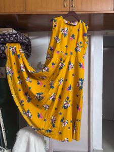 Floral Print Mustard Sleeveless Dress