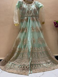 heavy bridal  Embellished Mint Green Gown