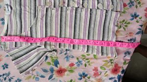 Striped Button-Up crop t shirt