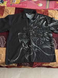 Men's Black Dragon Print Shirt