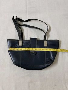 Navy Blue Leather Handbag