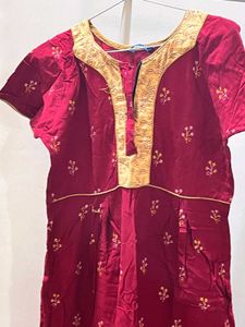 Maroon Embroidered Nighty
