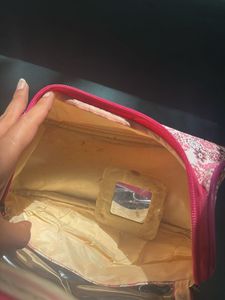 Cute Pink Floral Cosmetic Vanity Pouch