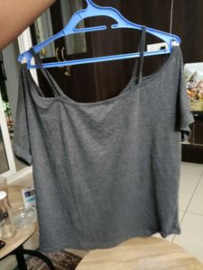 Women's Grey Cold Shoulder Top