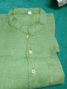 Green Linen Blend Kurta