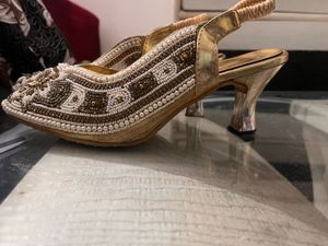 Embroidered Slingback Heels