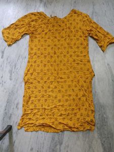 Yellow Printed Kurtha
