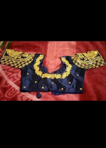 Navy Blue Embroidered Blouse