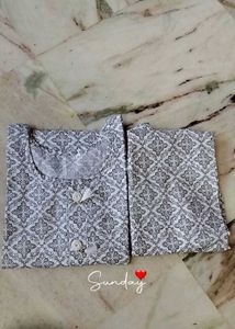 Black &amp; White Kurta Set