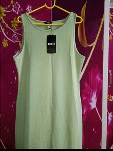 Light Green Ribbed Sleeveless Midi Dress