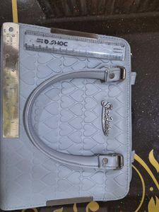 Grey Handbag with Heart Pattern