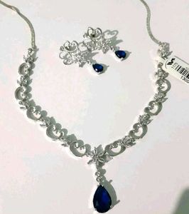 Elegant Sapphire Necklace & Earring Set