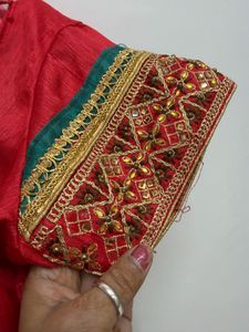 partywear Beautiful Teal Saree with Deer Motif