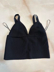 Stylish Black Ribbed Crop Top