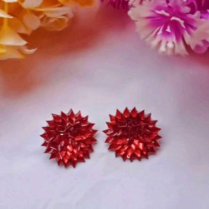 Red Crystal Stud Earrings