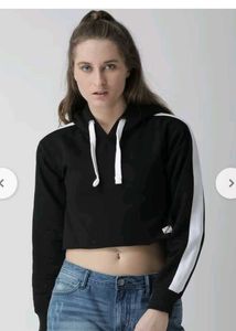 Crop Hoodie with Stripes