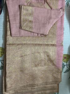 Elegant Pink & Gold Saree