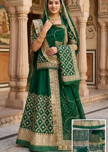 Emerald Green & Gold Embroidered Rajputi Poshak
