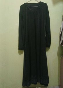 Elegant Black Embellished Maxi Dress Abaya