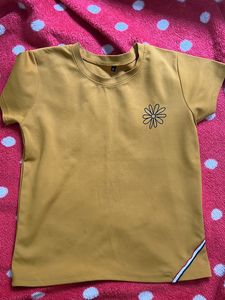 Cotton  Honeycomb Knitted Yellow Top
