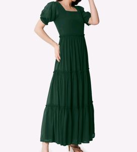 Dark Green Puff Sleeve Dress💚